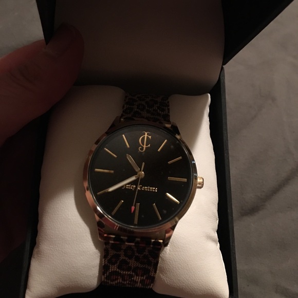 Women’s Juicy Couture Leopard Print Mesh Strap Black Dial Watch - Picture 4 of 5